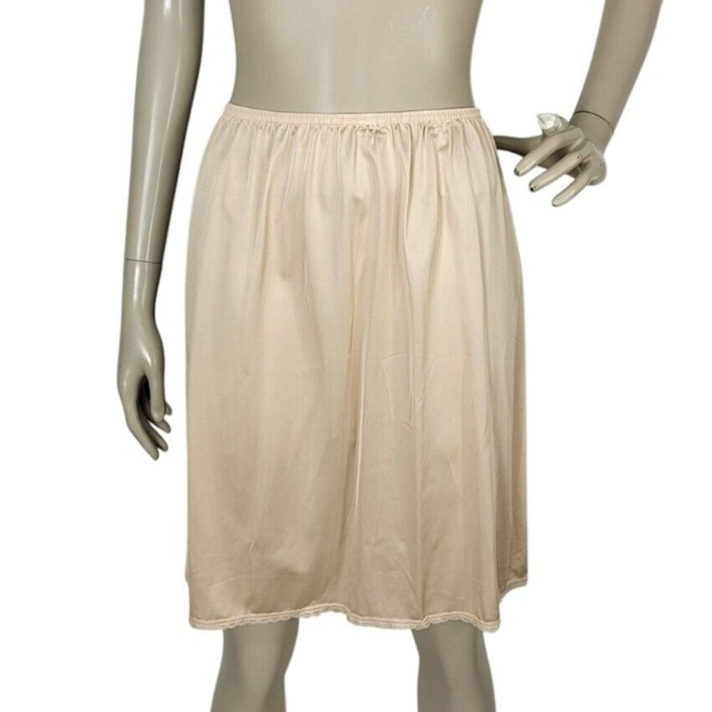 Vintage Vanity Fair Beige Half-Slip Skirt Lace Trim Med 20" NEW Deadstock NOS